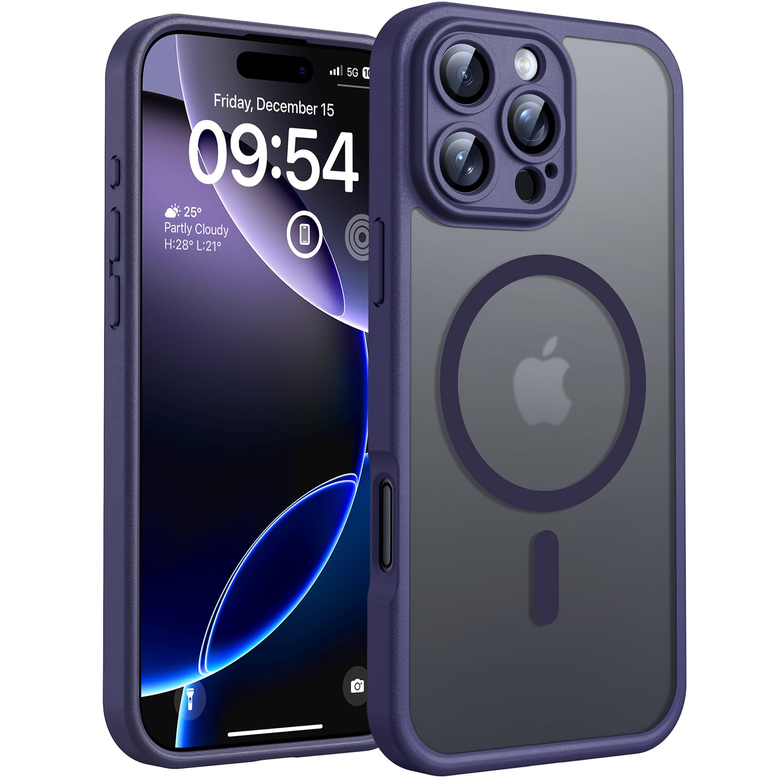 TOCOLmagnetniovitekza iPhone16ProMax(6,9")-MagSafe,matprozoren,polnočnovijolična