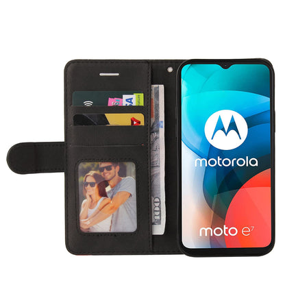 Preklopna torbica za Motorola Moto E7 iz umetnega usnja – črna
