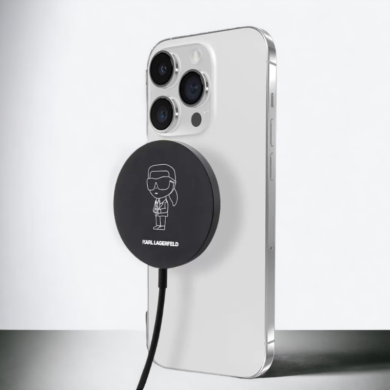 MagSafe polnilnik za mobilne naprave (Apple, Samsung) - Karl Lagerfeld (KLCBMKIOTTGK) – Črna