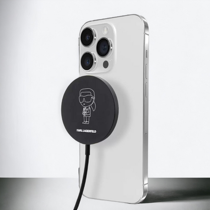 MagSafe polnilnik za mobilne naprave (Apple, Samsung) - Karl Lagerfeld (KLCBMKIOTTGK) – Črna