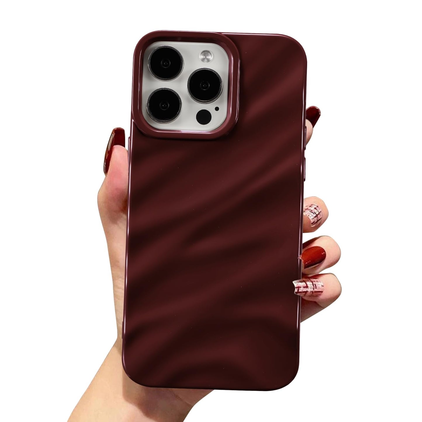 QLTYPRI ovitek za iPhone 12 Pro Max valovit vzorec vinsko rdeča