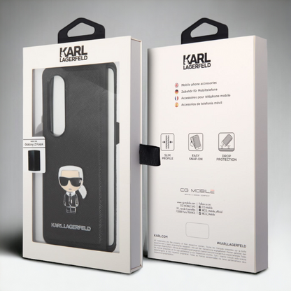 Karl Lagerfeld ovitek "Iconic Metal" za telefon Samsung Z Fold 4 (KLHCZFD4IKMSBK) - Črna