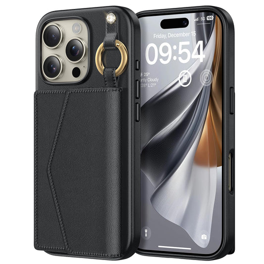 TAURI ovitek z magnetno denarnico za iPhone 16 Pro Max črna MagSafe zaščitni ovitek z denarnico
