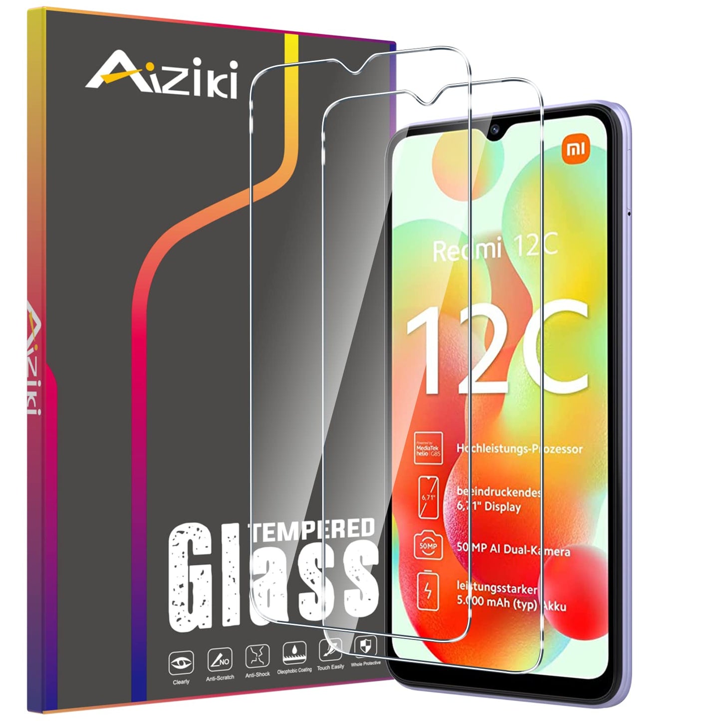 Zaštitno staklo (2-paket) za Xiaomi Redmi 12C – 9H, 0.33 mm ultra prozirno