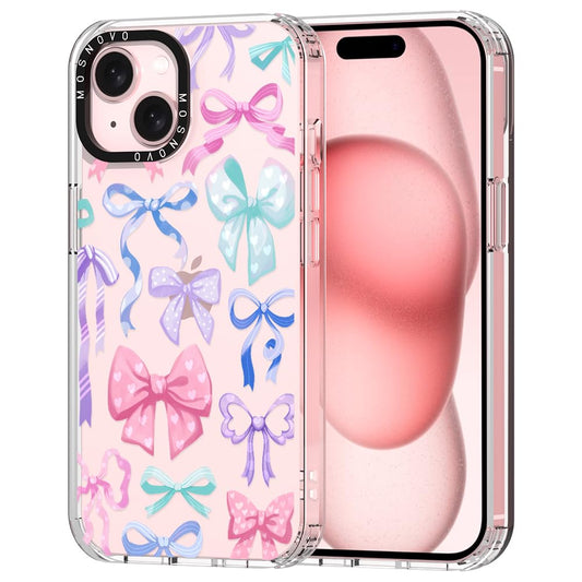 Ovitek MOSNOVO za iPhone 15 Plus Bows, eleganten motiv pentelj z zaščito telefona pred praskami in udarci