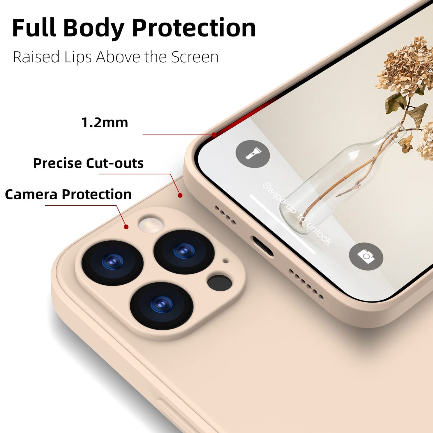 ElestBela silikonska maskica za iPhone 13 Pro – ultra tanka zaštitna maskica s mikrovlaknima (kaki)