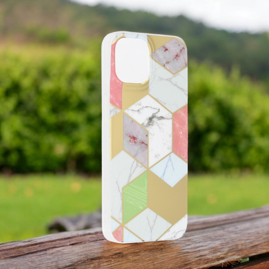 Silikonski ovitek "HEX Marble" za iPhone 14 – Infostyle – Bela / TPU