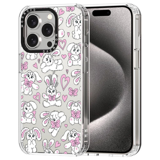 Ovitek MOSNOVO za iPhone 15 Pro Bunny, ljubek motiv zajčka z učinkovito zaščito telefona