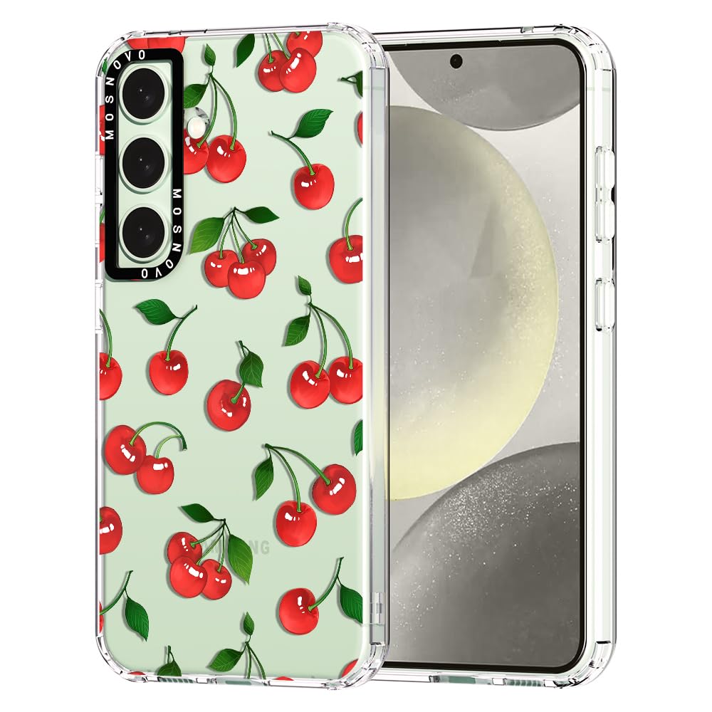 Ovitek MOSNOVO za Samsung Galaxy S24 Cute Cherry, prikupen motiv češenj z zaščito pred praskami in udarci
