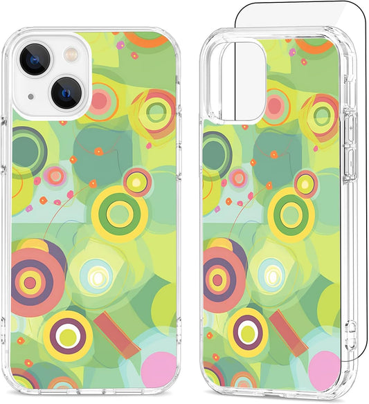 Silikonski ovitek + zaščitno steklo »Polka Dots« – iPhone 13 / 14
