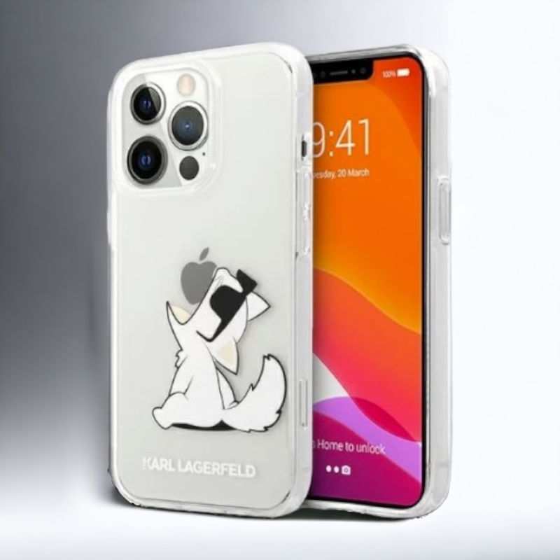 Silikonski ovitek Karl Lagerfeld "Choupette" za iPhone 14 Pro (KLHCP14LCFNRC) – Prozorna / PC + TPU silikon