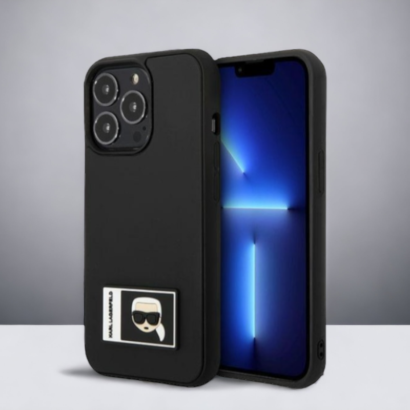 Ovitek Karl Lagerfeld "Icon" za iPhone 13 Pro (KLHCP13L3DKPK) – Črna / PC + TPU silikon + Ekološko usnje