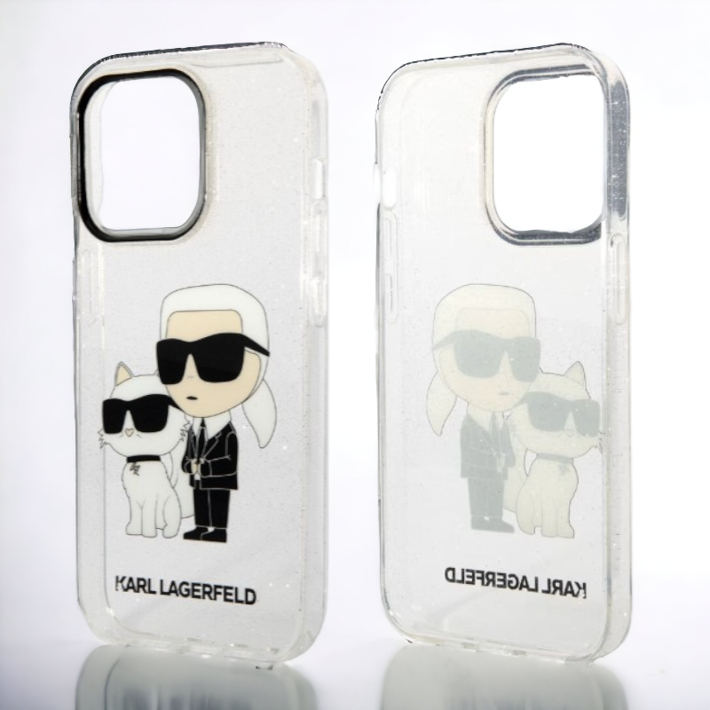 Ovitek Karl Lagerfeld "Karl & Choupette - glitter transparent" za iPhone 14 Pro Max (KLHCP14XHNKCTGT)