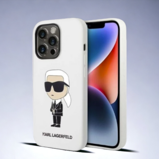 Ovitek Karl Lagerfeld "Icon - silicone white" za iPhone 14 Pro (KLHCP14LSNIKBCH) – Bela / TPU silikon
