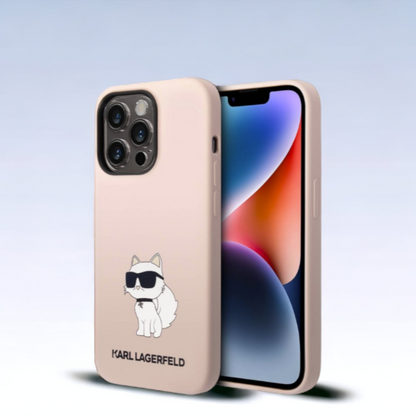 Ovitek Karl Lagerfeld "Choupette - silicone pink" za iPhone 14 Pro Max (KLHCP14XSNCHBCP) – Svetlo roza / TPU silikon