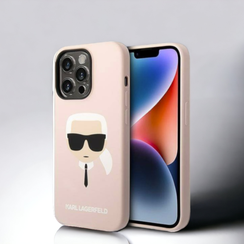 Ovitek Karl Lagerfeld "Karl - light pink " za iPhone 14 Pro s tehnologijo MagSafe (KLHMP14LSLKHLP) – Svetlo roza / Silik