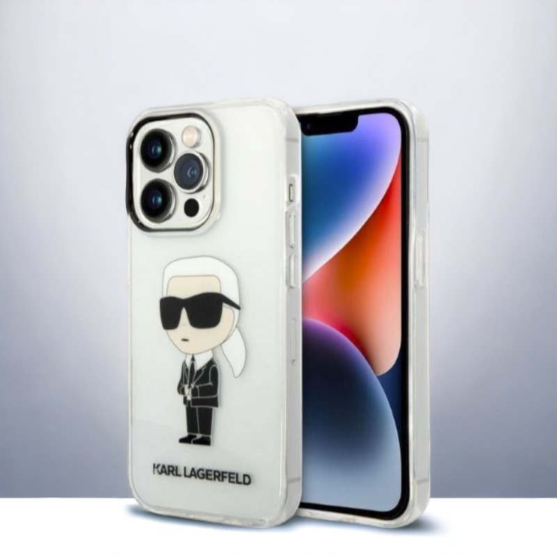 Ovitek Karl Lagerfeld "Karl Lagerfeld - transparent" za iPhone 14 Pro (KLHCP14LHNIKTCT) – Prozorna / PC + TPU silikon