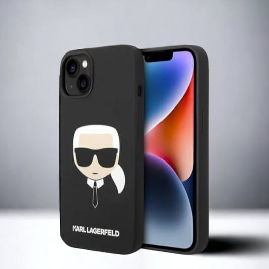 Ovitek Karl Lagerfeld "Karl's Head - black" za iPhone 14 Plus/15 Plus (KLHCP14MSLKHBK) – Črna / TPU silikon