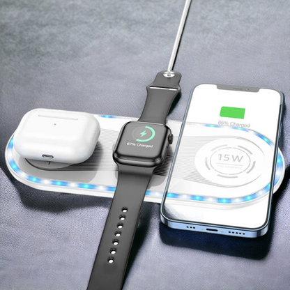 Brezžični polnilec 3 v 1 - bela – Borofone