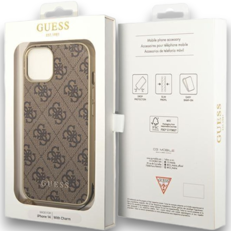 Ovitek Guess "brown charms" za iPhone 13/13 Pro (GUHCP13LGF4GBR)