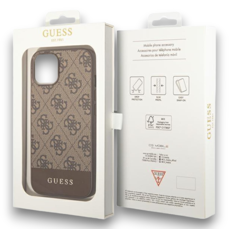 Ovitek Guess "brown stripe" za iPhone 14 Plus/ 15 Plus (GUHCP14MG4GLBR)