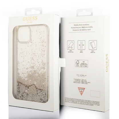 Ovitek Guess "gold glitter" za iPhone 13/14/15 (GUOHCP14SGLHFLGO)