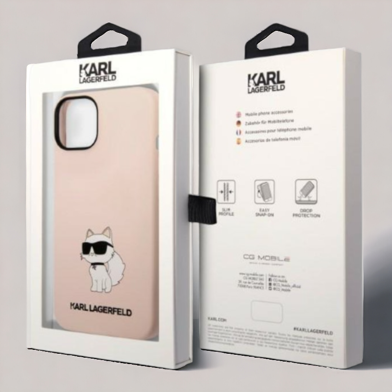 Ovitek Karl Lagerfeld "Choupette - silicone pink" za iPhone 14 Plus/15 Plus (KLHCP14MSNCHBCP)