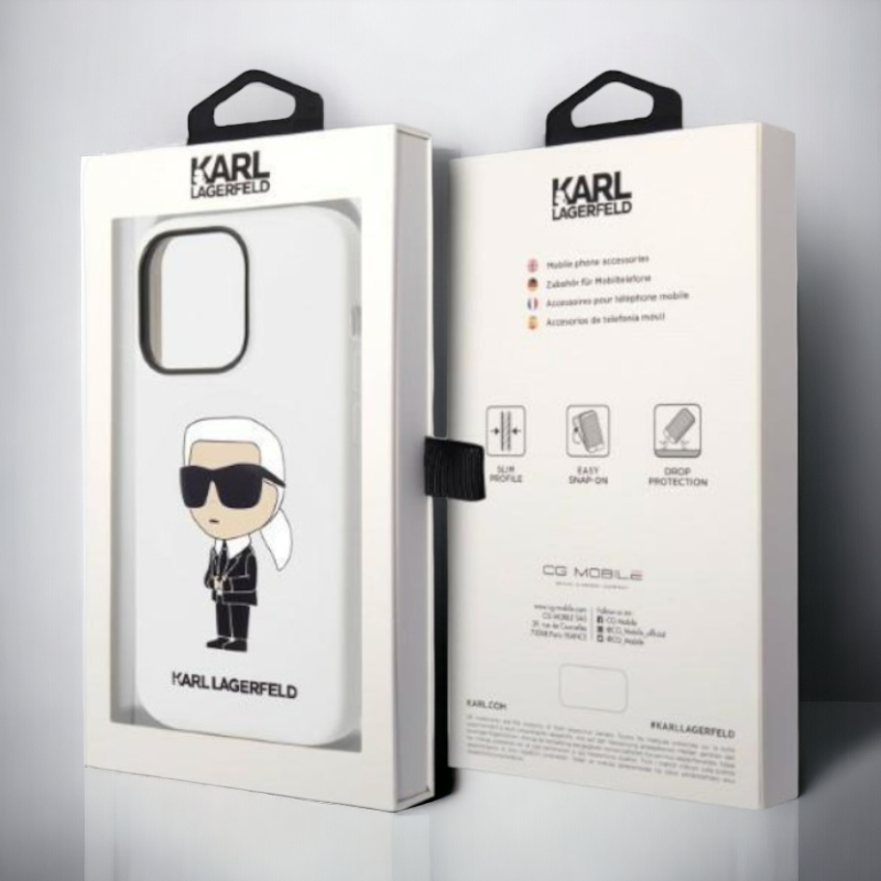 Ovitek Karl Lagerfeld "Icon - silicone white" za iPhone 14 Pro (KLHCP14LSNIKBCH)