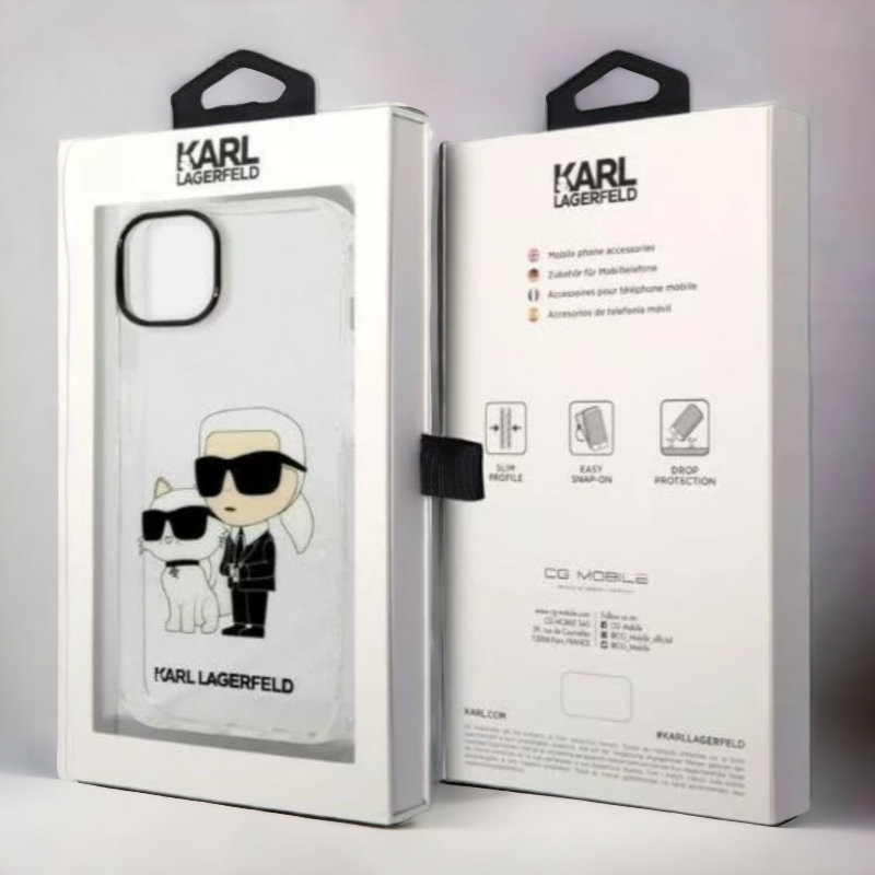 Ovitek Karl Lagerfeld "Karl & Choupette - glitter transparent" za iPhone 14 Pro Max (KLHCP14XHNKCTGT)