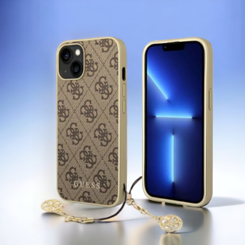 Ovitek Guess "brown charms" za iPhone 14 Plus /15 Plus (GUHCP14MGF4GBR) – Rjava / PC + TPU silikon