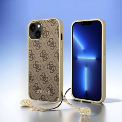 Ovitek Guess "brown charms" za iPhone 14 Plus /15 Plus (GUHCP14MGF4GBR) – Rjava / PC + TPU silikon