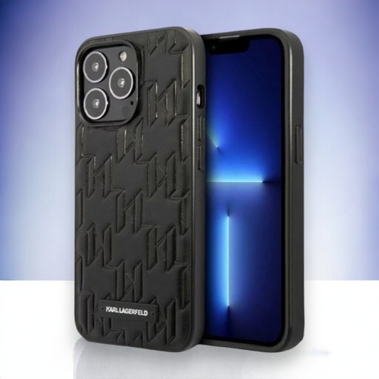 Ovitek Karl Lagerfeld "Monogram" za iPhone 13 Pro (KLHCP13LMNMP1K) – Črna / PC + TPU silikon