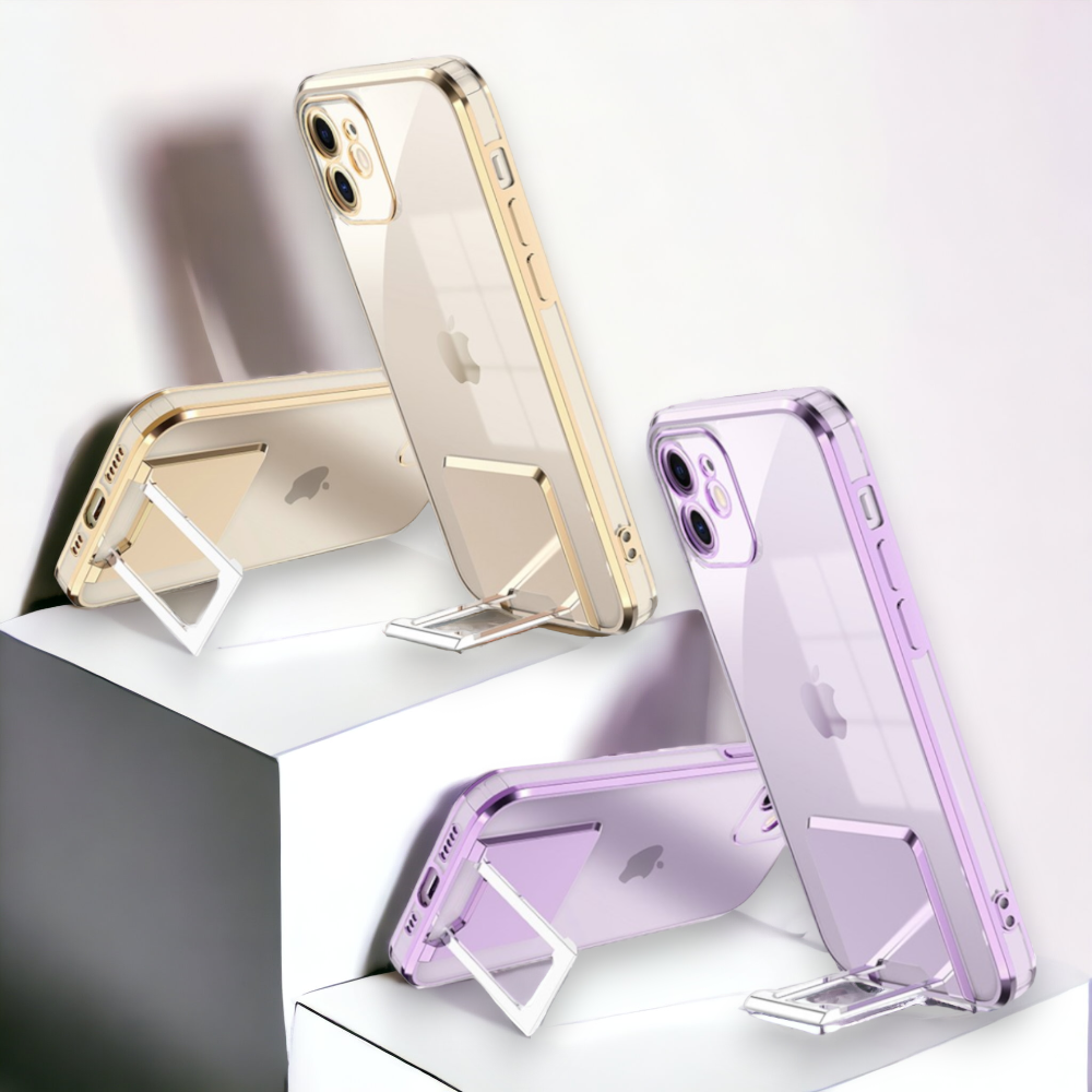 Ovitek "Kickstand Luxury" za iPhone 13 Pro Max – Infostyle – Vijolična / PC + TPU silikon