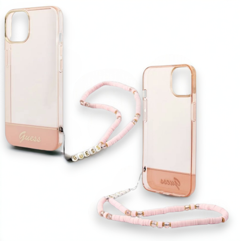 Silikonski ovitek Guess za iPhone 14 Pro z držalom - roza (GUHCP14LHGCOHP)