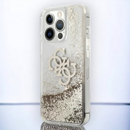 Ovitek Guess "Liquid glitter gold" za iPhone 13 Pro Max/12 Pro Max (GUHCP13XLG4GGO) – Zlata / PC + TPU silikon