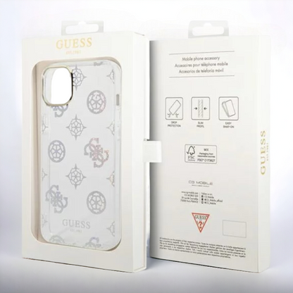 Ovitek Guess "Peony Glitter" za iPhone 14 Pro Max - prozorna (GUHCP14XHTPPTH)