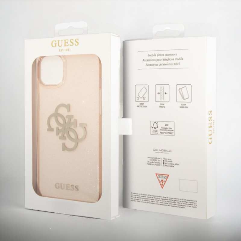 Ovitek Guess "Big 4G Full Gold Glitter" za iPhone 14 Pro Max (GUHCP14XPCUGL4GGO)