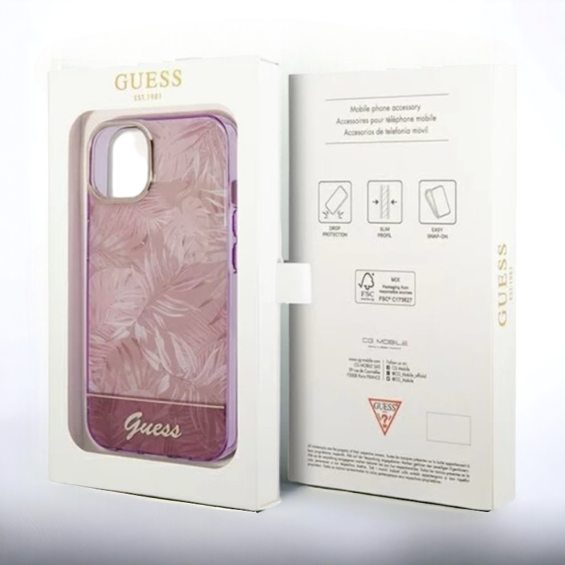 Ovitek Guess "Jungle pink" za iPhone 14 Plus/ 15 Plus (GUHCP14MHGJGHP)