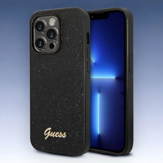 Ovitek Guess "Glitter Black" za iPhone 14 Pro (GUHCP14LHGGSHK) – Črna / PC + TPU silikon