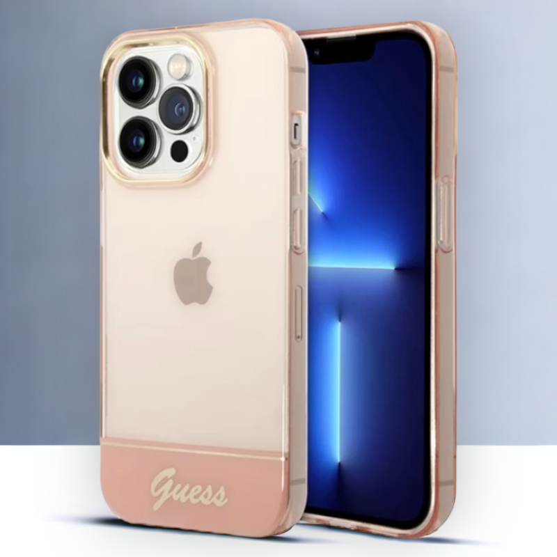 Ovitek Guess za iPhone 14 Pro Max - roza (GUHCP14XHGCOP) – Svetlo roza / PC + TPU silikon