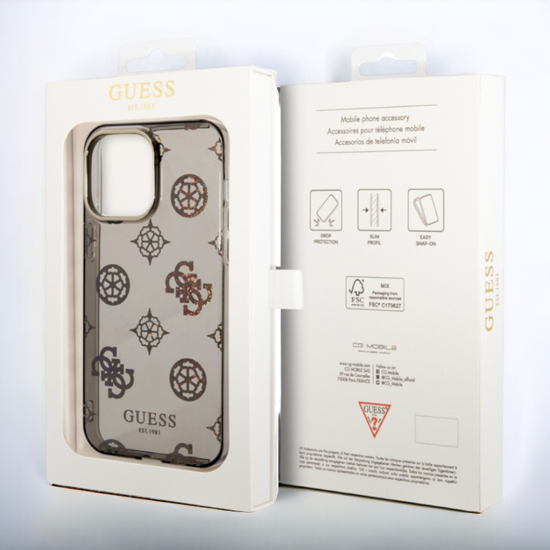 Ovitek Guess "Peony Glitter" za iPhone 14 Pro Max (GUHCP14XHTPPTK)
