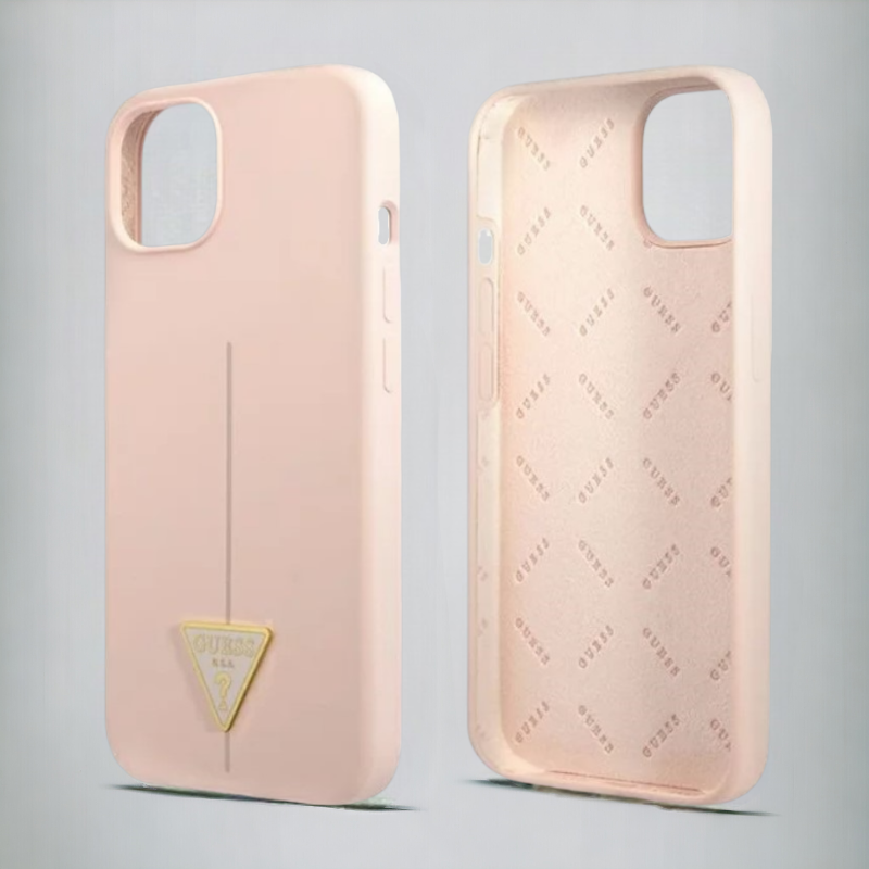 Ovitek Guess "Logo Silicone Triangle" za iPhone 13/13 Pro - roza (GUHCP13LSLTGP)