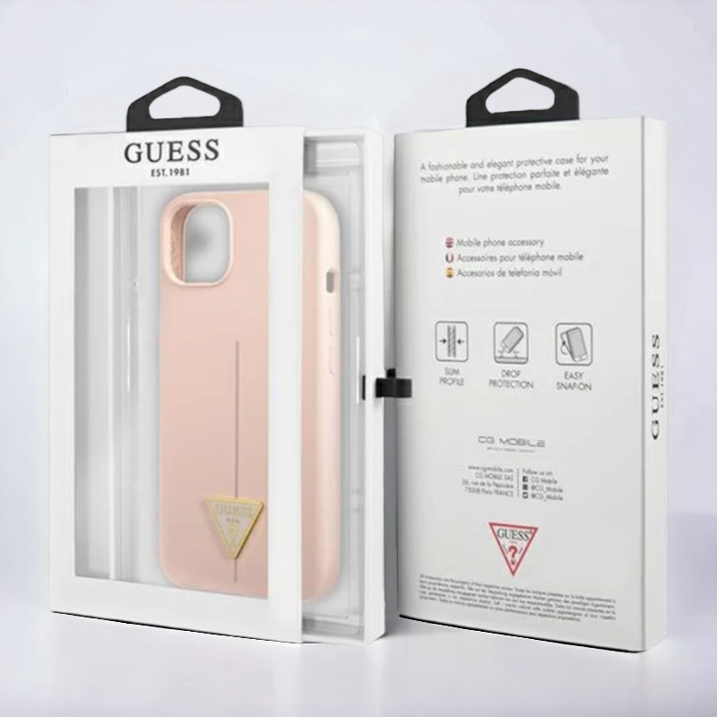 Ovitek Guess "Logo Silicone Triangle" za iPhone 13/13 Pro - roza (GUHCP13LSLTGP)