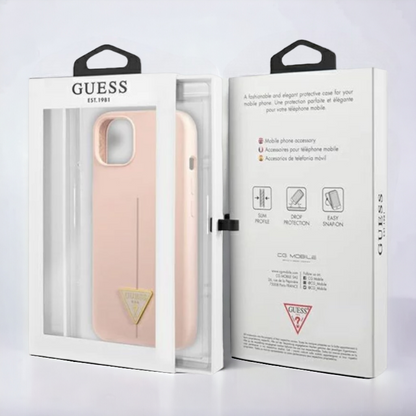 Ovitek Guess "Logo Silicone Triangle" za iPhone 13/13 Pro - roza (GUHCP13LSLTGP)