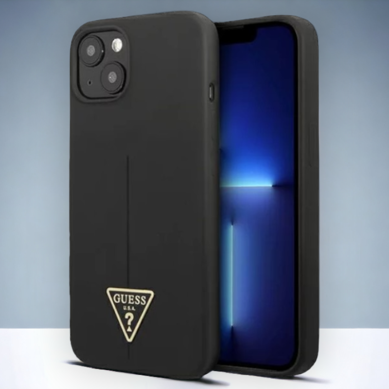 Ovitek Guess "Logo Silicone Triangle" za iPhone 13 mini - črna (GUHCP13SSLTGK) – Črna / TPU silikon