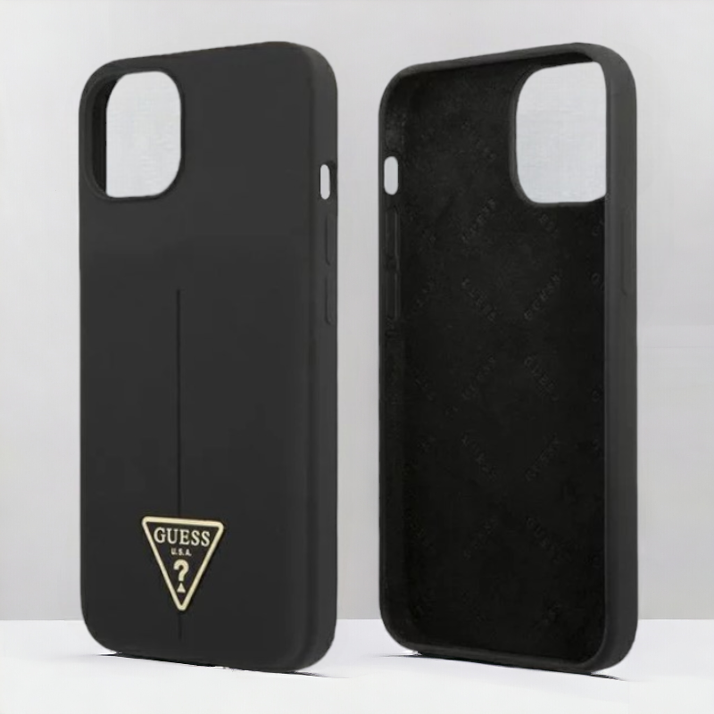 Ovitek Guess "Logo Silicone Triangle" za iPhone 13 mini - črna (GUHCP13SSLTGK)