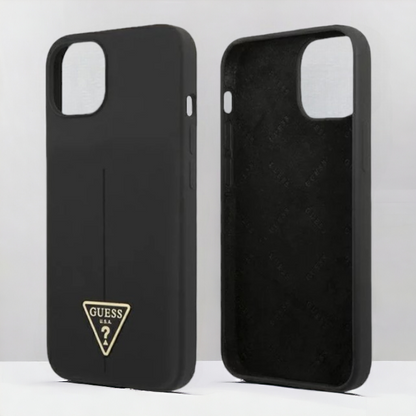 Ovitek Guess "Logo Silicone Triangle" za iPhone 13/13 Pro - črna (GUHCP13LSLTGK)