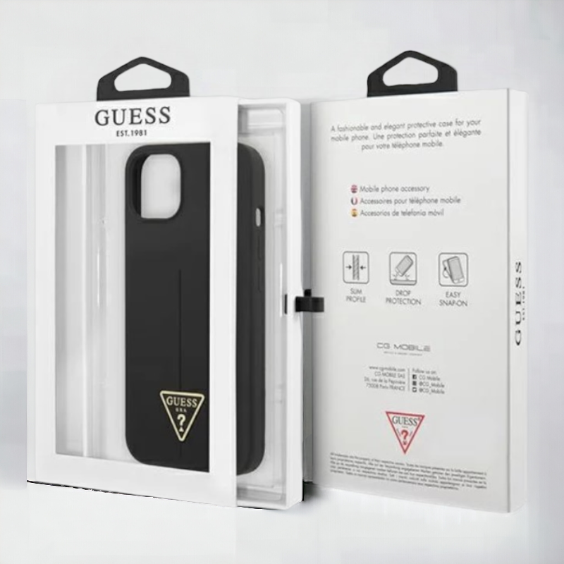 Ovitek Guess "Logo Silicone Triangle" za iPhone 13 mini - črna (GUHCP13SSLTGK)
