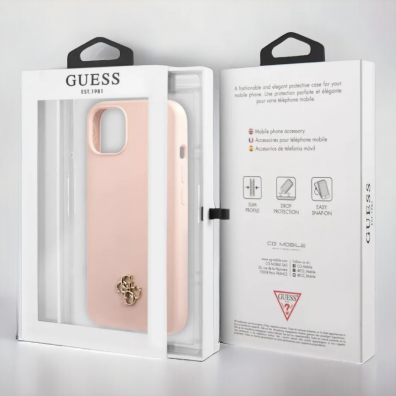 Ovitek Guess "pink mini 3D logo" za iPhone 13/13 Pro - roza (GUHCP13LS4LP)