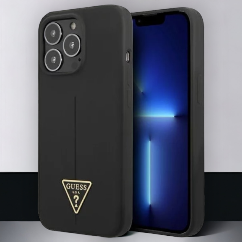 Ovitek Guess "Logo Silicone Triangle" za iPhone 13/13 Pro - črna (GUHCP13LSLTGK) – Črna / TPU silikon